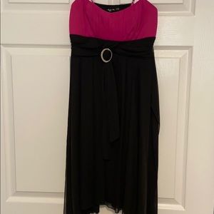 Pink and black evening dress